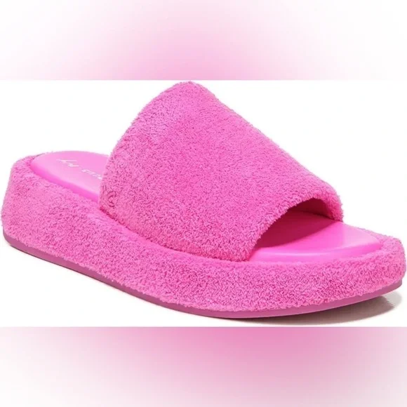 NWOT Circus by Sam Edelman Latasha Pink Terry Wedge Slide Sandals 7 - Picture 1 of 14